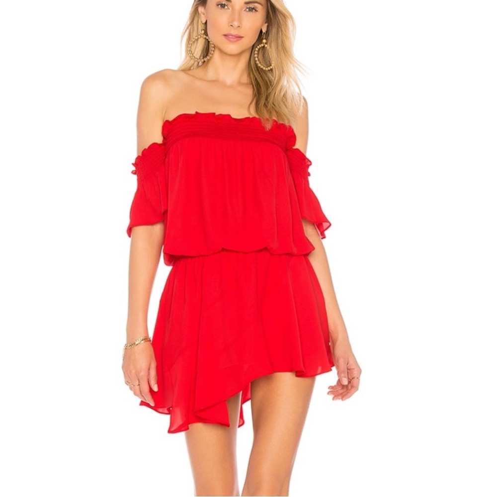 Amanda Uprichard Vibrant Red Smocked Dress